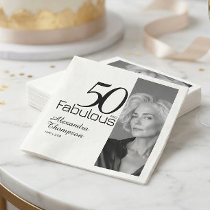Femtio och fantastisk namn datum 50-års foto-fest pappersservett