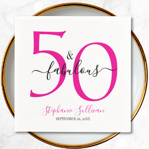 Femtio och fantastisk namn datum 50-årsfest pappersservett