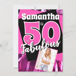 Femtio och fantastisk Retro Rosa 50-årsdag Inbjudningar