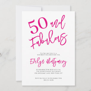 Femtio och fantastisk rosa 50-årsfest inbjudningar