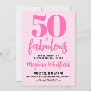 Femtio och fantastisk rosa 50-årsfest inbjudningar
