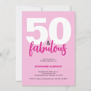 Femtio och fantastisk rosa 50-årsfest inbjudningar