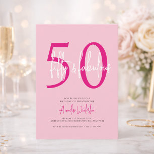 Femtio och fantastisk rosa 50-årsfest inbjudningar