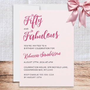 Femtio och fantastisk rosa 50-årsfest inbjudningar