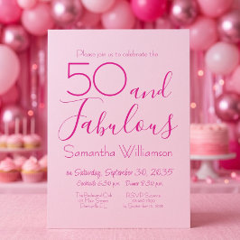 Femtio och fantastisk rosa 50-årsfest inbjudningar