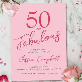 Femtio och fantastisk rosa 50-årsfest inbjudningar