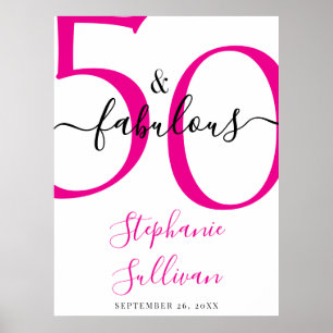 Femtio och fantastisk rosa 50-årsfest poster