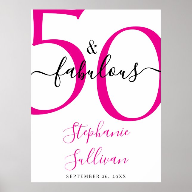 Femtio och fantastisk rosa 50-årsfest poster (Framsidan)