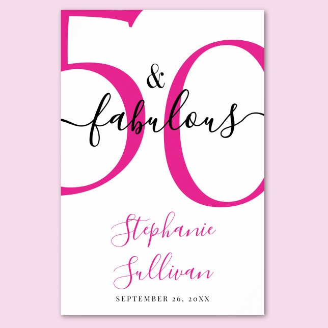 Femtio och fantastisk rosa 50-årsfest poster (Skapare uppladdad)