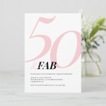 Femtio och fantastisk rosa fet födelsedagsinbjudan