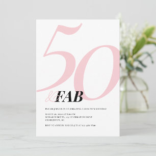 Femtio och fantastisk rosa fet födelsedagsinbjudan inbjudningar