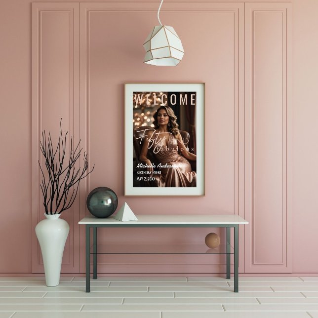 Femtio och Fantastisk Rosa Guld Födelsedagsposter Poster (Skapare uppladdad)