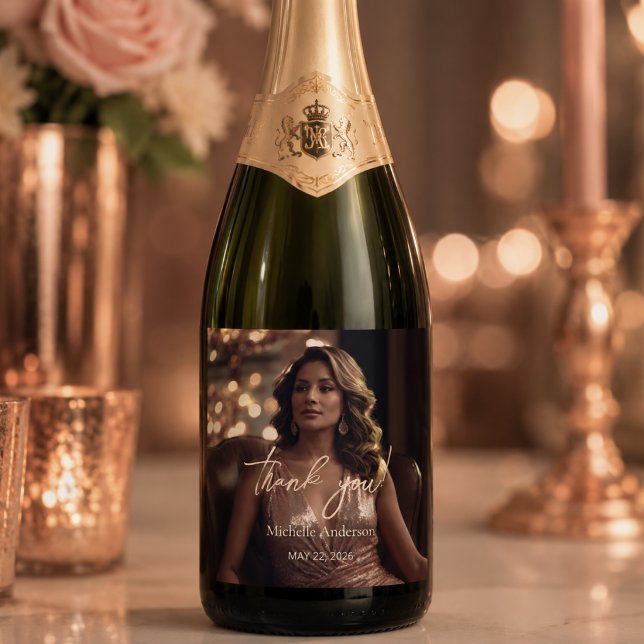 Femtio och fantastisk Rosa Guld Glam (Personalized champagne bottle label for elegant birthday favors)