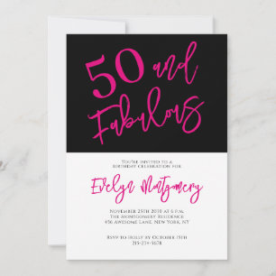 Femtio och fantastisk rosa svart 50-årsfest inbjudningar