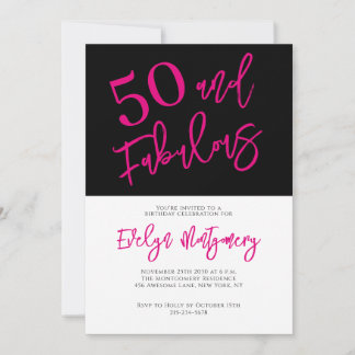 Femtio och fantastisk rosa svart 50-årsfest inbjudningar