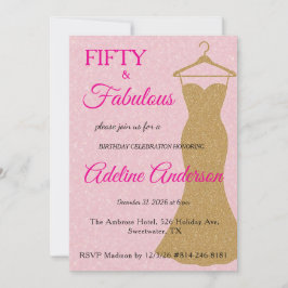 Femtio och fantastisk skript Rosa Guld 50-årsdag Inbjudningar
