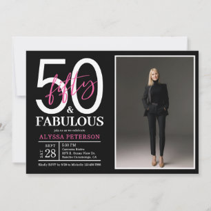 Femtio och fantastisk skriptfoto 50-årsdag inbjudningar