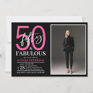 Femtio och fantastisk skriptfoto 50-årsdag inbjudningar