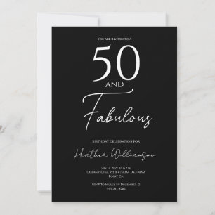 Femtio och fantastisk svart 50-årsfest inbjudningar