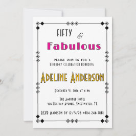 Femtio och fantastisk svart guld rosa Art Deco   Inbjudningar