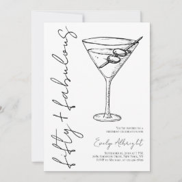 Femtio och fantastisk svart linje konst Martini Inbjudningar