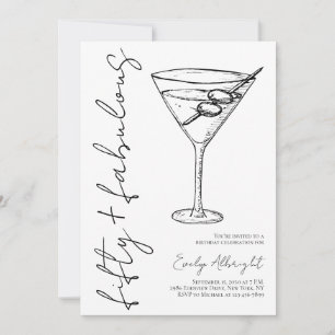 Femtio och fantastisk svart linje konst Martini Inbjudningar