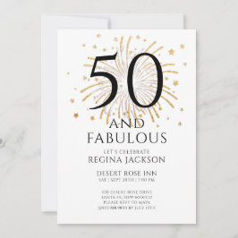 Femtio och fantastisk svart vit 50-årsfest inbjudningar