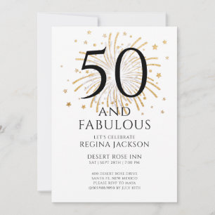 Femtio och fantastisk svart vit 50-årsfest inbjudningar