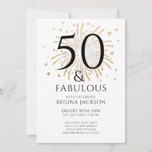 Femtio och fantastisk svart vit 50-årsfest inbjudningar