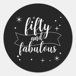 Femtio och fantastisk svart vit födelsedag runt klistermärke