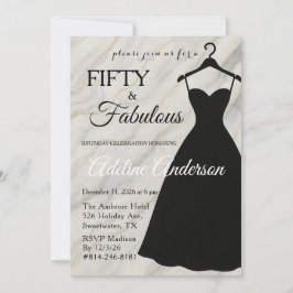 Femtio och fantastisk svart vit marmor 50-årsdag inbjudningar