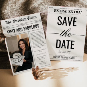 Femtio Och Fantastisk Tidning 50-årsdag Inbjudningar