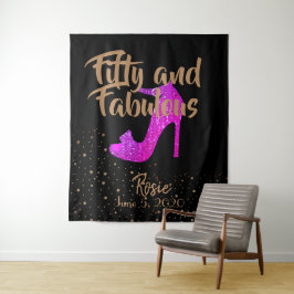 Femtio och fantastisk tjejglitter rosa guldtext