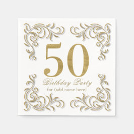 Femtio och fantastiska födelsedagsfesten guld glit pappersservett