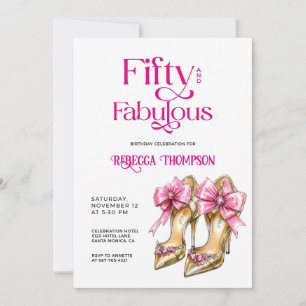 Femtio och fantastiska rosa guldklackar 50-årsdag inbjudningar