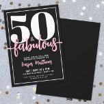 Femtio Och Fantastiskt Modern 50-årsfirande Födels Inbjudningar<br><div class="desc">Vi presenterar en chic och stilren "50 och fantastisk" födelsedagsinbjudan, perfekt för att fira denna milstolpe med flärd. Den snygga designen har en djärv svart bakgrund med "50 och fantastisk" tydligt visad högst upp i elegant fet serif och script kalligrafi. Texten genom hela inbjudan kombinerar moderna och script-teckensnitt i vitt...</div>