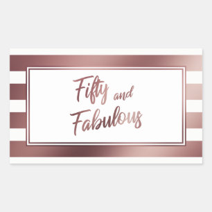 Femtio och rosa guld- & vitrandar för sagolik Fau Rektangulärt Klistermärke