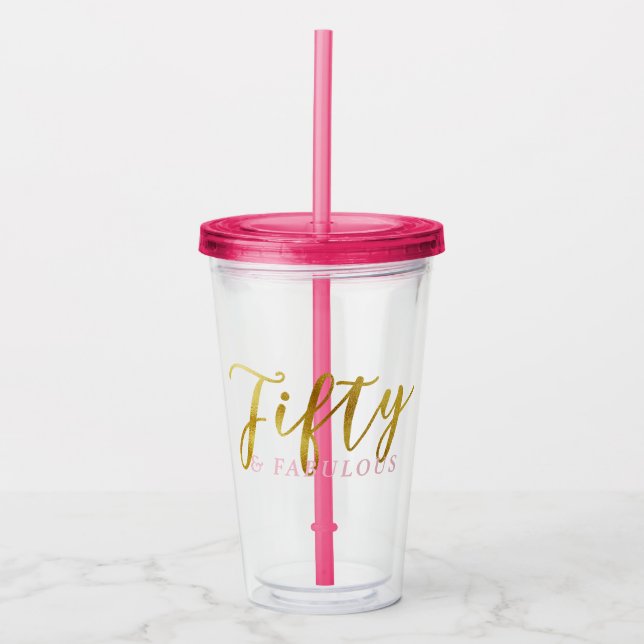 Femtio och sagolikt chic rosa guld take away mugg (Framsida)