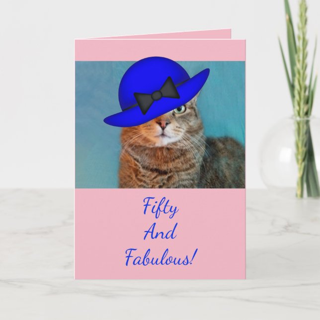 Femtio och slätande Kattunge-födelsedag Kort (Framsida)