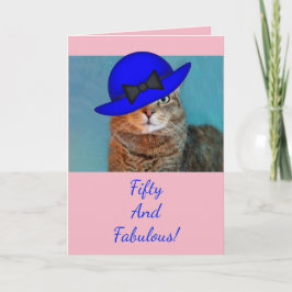 Femtio och slätande Kattunge-födelsedag Kort