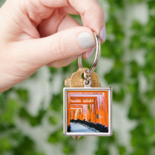 Femtio orangar - Senbon Torii, Kyoto Fyrkantig Silverfärgad Nyckelring
