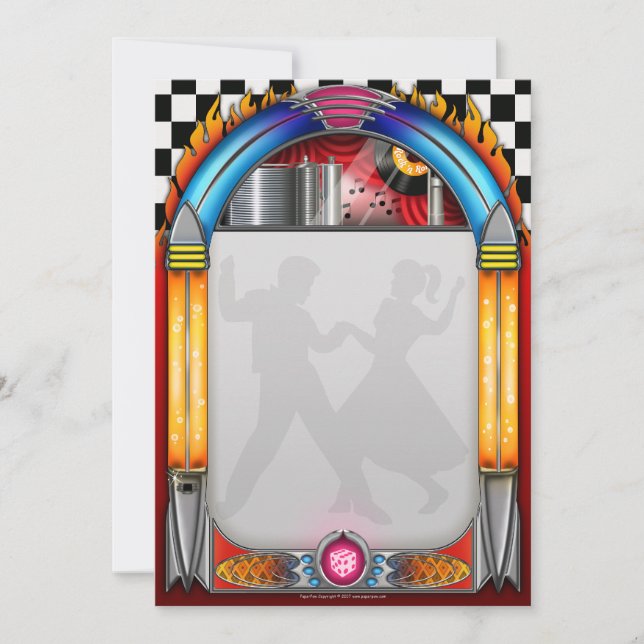 Femtio partiinbjudningar, 50:s rock n Roll Anteckningskort (Framsida)