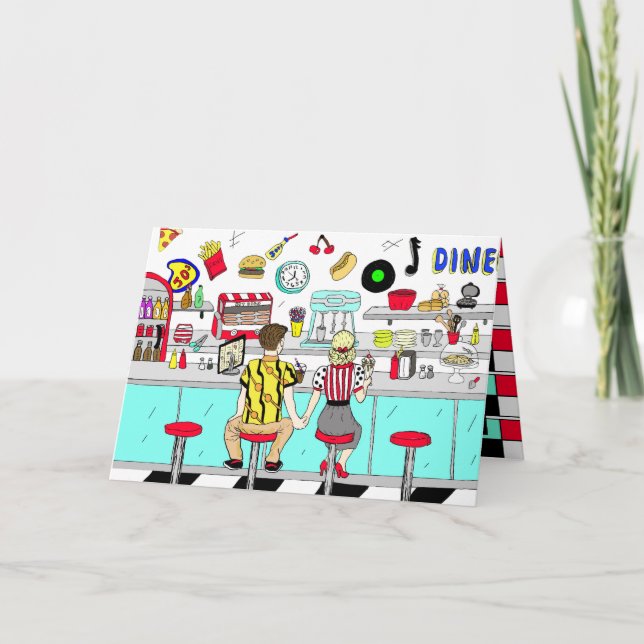 Femtio Retro gott Alla hjärtans dag Kort (Framsida)