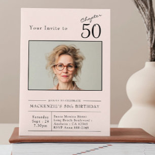 Femtio Rosa 50:e Födelsedagsfestens foto Inbjudningar