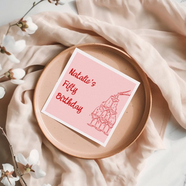 Femtio Rosa Hand plockade Champagne Torn födelseda Pappersservett (Skapare uppladdad)