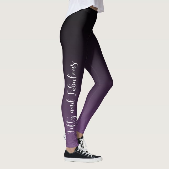 Femtio & sagolik vit på lilor & svart Ombre Leggings (Höger)