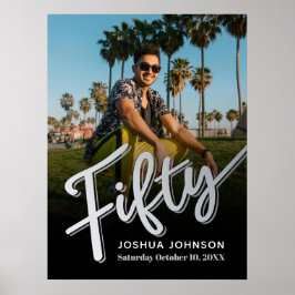 Femtio silver svarta foto 50 födelsedagar poster