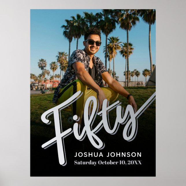 Femtio silver svarta foto 50 födelsedagar poster (Framsidan)