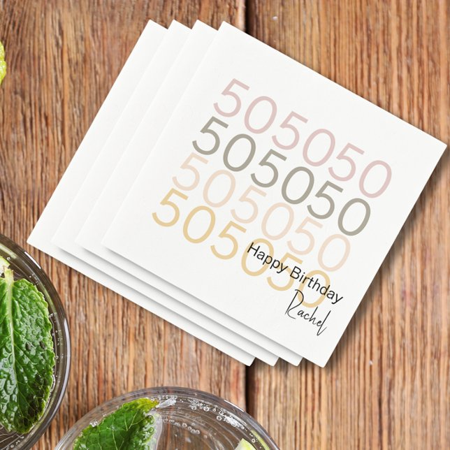 Femtioårsfirande Modern 50 Pappersservett (Simple Modern 50 Pattern Birthday Paper Napkin
)