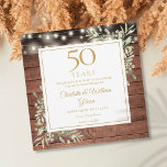 Femtioårsjubileum Foliage Rustic Wood Ljus Square Spara Datumet<br><div class="desc">Den här chicen kan vara en personlig med din speciella information om firande på 50 år. Den här  kan vara en roustik,  om du vill spara inbjudan om att fira årsdagen av land-trädgården och ljus med söt på träpaneler. Designad av Thisisnotme©</div>